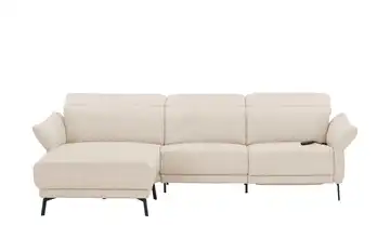 Ecksofa Leder Bellana Beige links Erweiterte Funktion