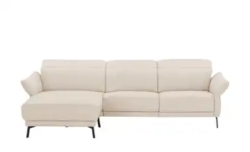 Ecksofa Leder Bellana Beige links Grundfunktion