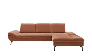 Ecksofa Malena Terracotta rechts Erweiterte Funktion