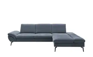 Ecksofa Malena Denimblau rechts Erweiterte Funktion