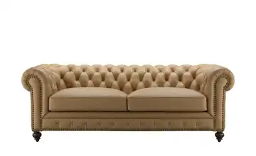 uno Sofa im Vintagelook Chesterfield 3 Cognacbraun