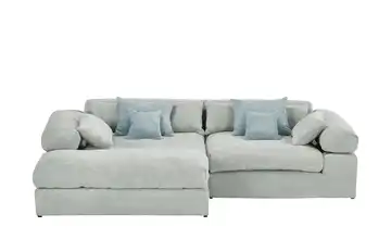 smart Ecksofa Lianea links Steingrau, Türkis Cordstoff