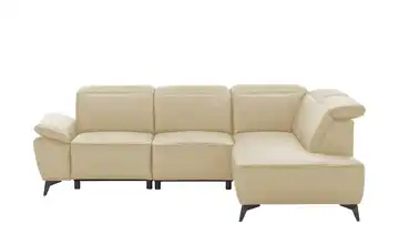 uno Ecksofa Belfast rechts Leder Beige Erweiterte Funktion