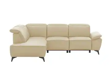 uno Ecksofa Belfast links Leder Beige Erweiterte Funktion