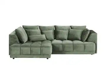 switch Ecksofa Tiga Olivgrün links ohne Mikrofaser in Velours-Optik