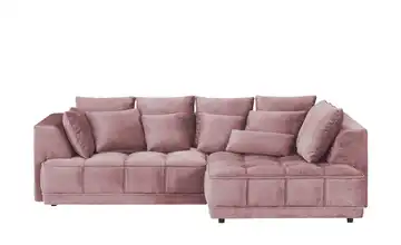 switch Ecksofa Tiga Rosé rechts ohne Mikrofaser in Velours-Optik