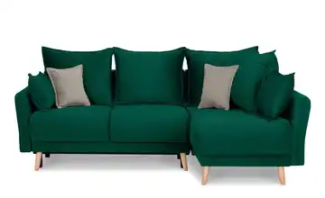 KONSIMO Ecksofa Belmos Dunkelgrün rechts Velours