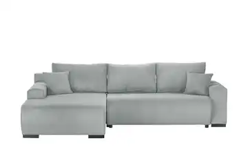 Ecksofa mit Schlaffunktion Nelly Hellgrau links Cordstoff