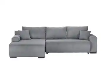 Ecksofa mit Schlaffunktion Nelly Dunkelgrau links Cordstoff