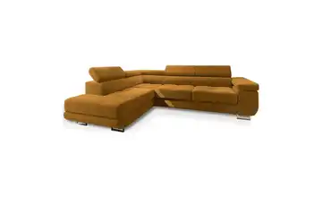 MASSENO Ecksofa mit Schlaffunktion Selva Gelb links