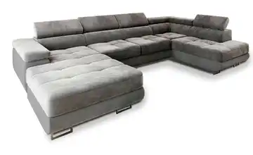 MASSENO Wohnlandschaft mit Schlaffunktion Casone Grau rechts