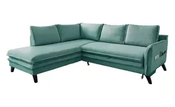 Miuform Ecksofa mit Schlaffunktion Charming Charlie links Pastellblau
