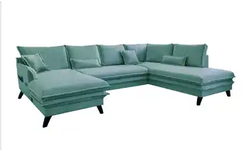 Miuform Wohnlandschaft mit Schlaffunktion Charming Charlie rechts Pastellblau