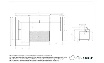 Miuform Wohnlandschaft mit Schlaffunktion Charming Charlie links Altrosa