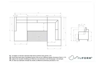 Miuform Wohnlandschaft mit Schlaffunktion Charming Charlie rechts Beige