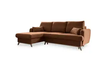 Miuform Ecksofa mit Schlaffunktion Scandic Lagom links Ziegelrot
