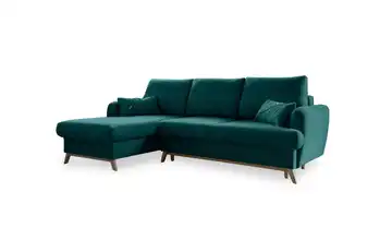 Miuform Ecksofa mit Schlaffunktion Scandic Lagom links Türkis