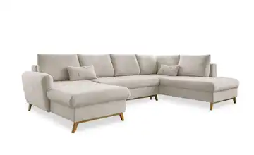 Miuform Wohnlandschaft mit Schlaffunktion Scandic Lagom rechts Beige