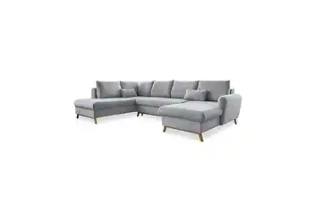 Miuform Wohnlandschaft mit Schlaffunktion Scandic Lagom links Hellgrau