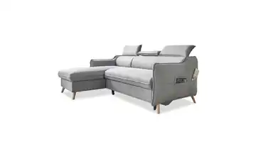 Miuform Ecksofa mit Schlaffunktion Sweet Harmony Hellgrau Webstoff links