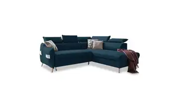 Miuform Ecksofa mit Schlaffunktion Sweet Harmony Webstoff rechts Dunkelblau