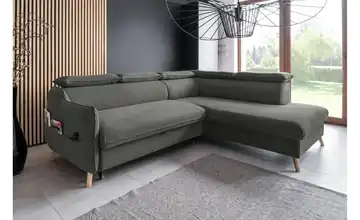 Miuform Ecksofa mit Schlaffunktion Sweet Harmony Velours rechts Dunkelgrau