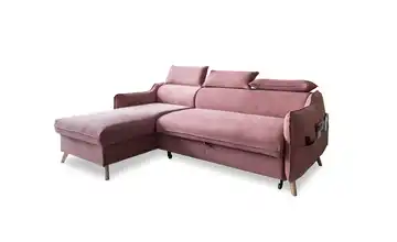 Miuform Ecksofa mit Schlaffunktion Sweet Harmony Rosa Velours links