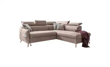 Miuform Ecksofa mit Schlaffunktion Sweet Harmony Webstoff rechts Beige