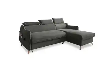 Miuform Ecksofa mit Schlaffunktion Sweet Harmony Dunkelgrau Velours rechts