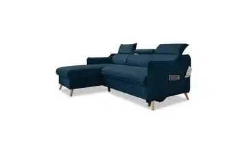 Miuform Ecksofa mit Schlaffunktion Sweet Harmony Dunkelblau Webstoff links