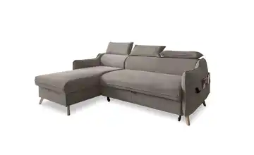 Miuform Ecksofa mit Schlaffunktion Sweet Harmony Dunkelbeige Velours links