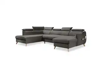 Miuform Wohnlandschaft Sweet Harmony Dunkelgrau links Velours