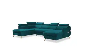 Miuform Wohnlandschaft Sweet Harmony Velours links Türkis/Petrol