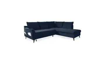 Miuform Ecksofa mit Schlaffunktion Marineblau rechts