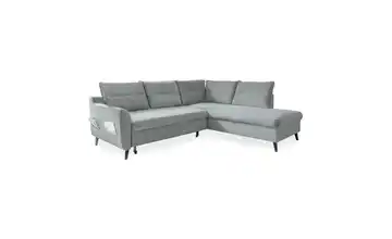 Miuform Ecksofa mit Schlaffunktion Pastellblau rechts