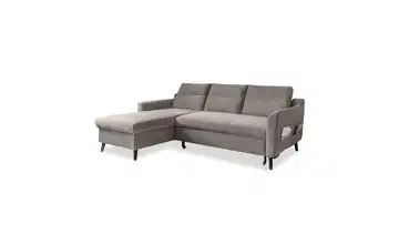 Miuform Ecksofa  mit Schlaffunktion Stylish Stan Dunkelbeige links