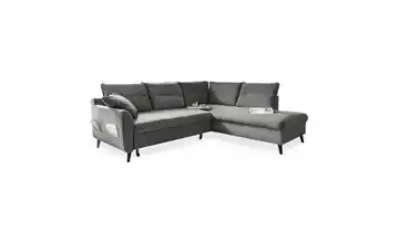 Miuform Ecksofa mit Schlaffunktion Hellgrau rechts