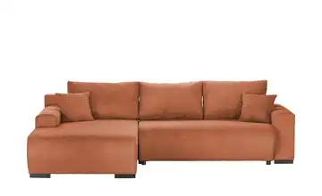 Ecksofa mit Schlaffunktion Nelly Terracotta links Cordstoff