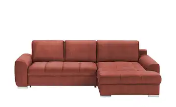bobb Ecksofa mit Schlaffunktion Soumia Korallenrot Mikrofaser rechts