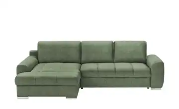 bobb Ecksofa mit Schlaffunktion Soumia Grün Mikrofaser links
