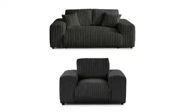 Polstergarnitur 2er-Set Dunkelgrau