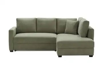 bobb Ecksofa mit Boxspringpolsterung Lisa de Luxe Grün rechts Flachgewebe fein