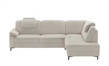 meinSofa Ecksofa Carmen verstellbare Kopfstütze, Schlaffunktion, Stauraum rechts Beige