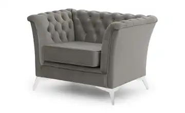 Chesterfield Sessel Wilhelm verchromt Grau