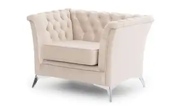 Chesterfield Sessel Wilhelm verchromt Beige