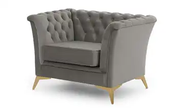 Chesterfield Sessel Wilhelm Goldfarben Grau