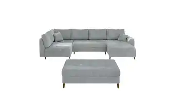 Wohnlandschaft mit Hocker Trygve Grau rechts