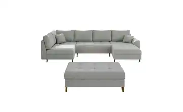 Wohnlandschaft mit Hocker Maya Grau rechts