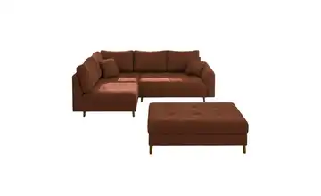 Ecksofa mit Hocker Maya Terracotta links