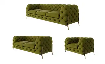 Polstergarnitur 3+2+1 Olivgrün